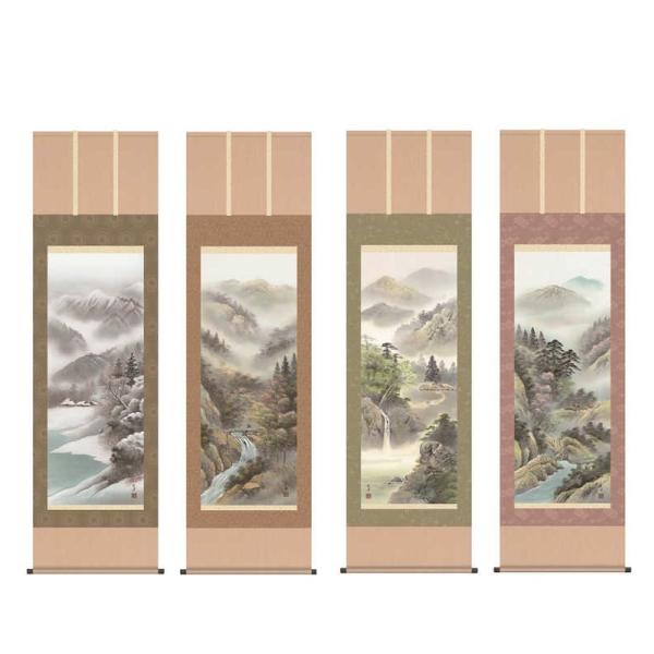 掛軸 四季山水 尺五  H30B4-016ABCD  代引き不可