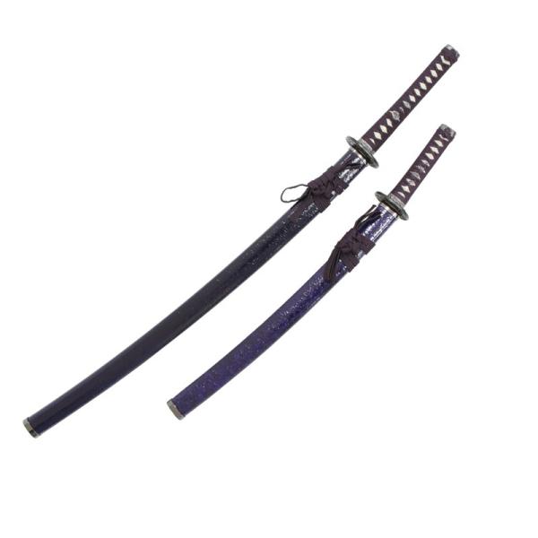 模造刀 雲シリーズ 紫雲 大小刀 刃紋入り刀身 メッキ合金 neu061set 日本刀 美術刀剣 お...