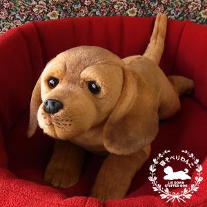 【寝そべりわんこ ダックスフンド スムース（レッド）ぬいぐるみ】犬 いぬ イヌ リアル 本物 そっくり ペット クリスマス｜ニニアンドキノ Yahoo!店