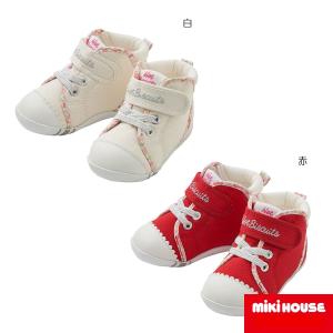 HOT BISCUITS ミキハウス ファーストシューズ 小花柄 パイピング