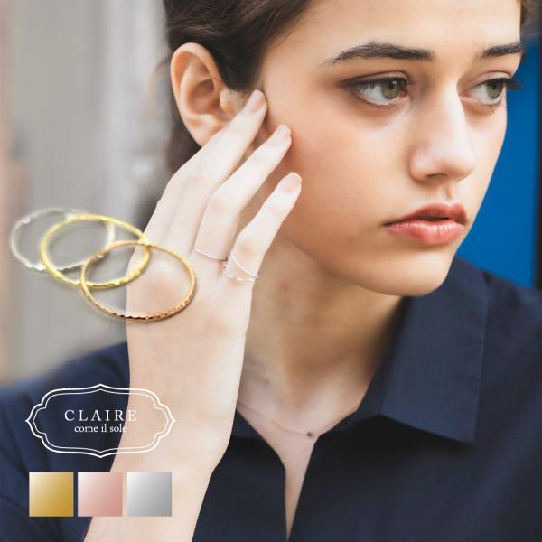 リング 10k レディース カットワイヤー 1.0mm  ピンキーリング ピンクゴールド ファランジ...