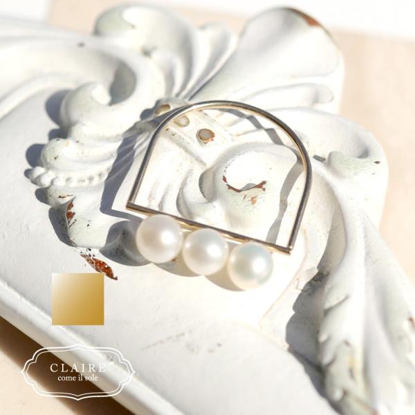 リング k10 レディース パール トリプルパール Ｄ型 10k 10金 CLAIRE かわいい お...