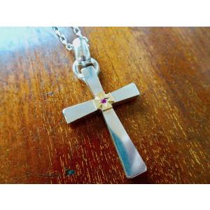 仁尾彫金『アイアンクロスネックレスチェーン60cm』ハンドメイド453