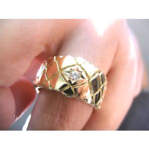 仁尾彫金『一つ星ジルコニア、k１８、丸の印台リング』ハンドメイド338b 仁尾彫金『一つ星ジルコニア、k18、丸の印台リング
