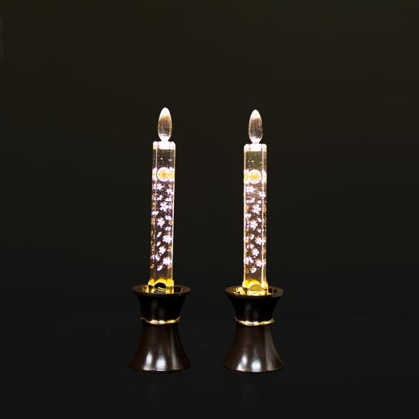 創価学会仏壇　LEDダイヤローソク37号　ゴールド　ブラウン台　2灯用 ブルー又はピンク切り替え式