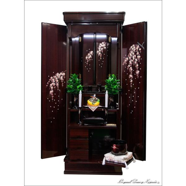 創価学会仏壇　乙女桜　宝塔　しだれ桜蒔絵　ローズ　仏具　付属品　LED照明付