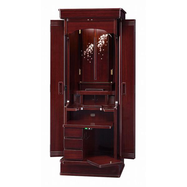 創価学会仏壇　宝塔　しだれ桜蒔絵　ローズ　仏具　付属品　LED照明付