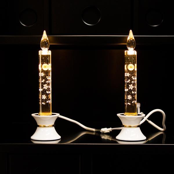 創価学会仏壇　LEDダイヤローソク210型ゴールド　白台