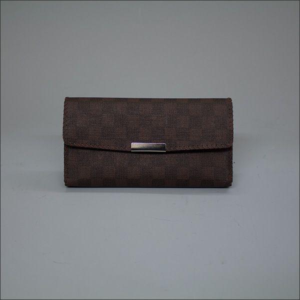 創価学会　念珠入/念珠ケース チェック柄　ブラウン　ボタン付