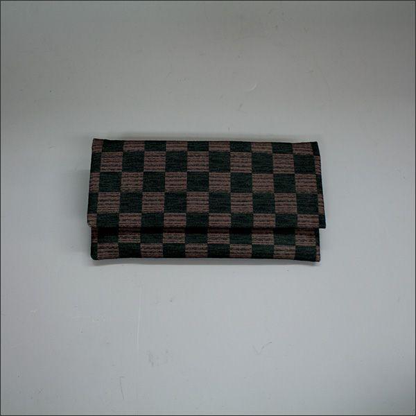 創価学会　念珠入/念珠ケース 綿帆布　格子ブラウン　マジックテープ付