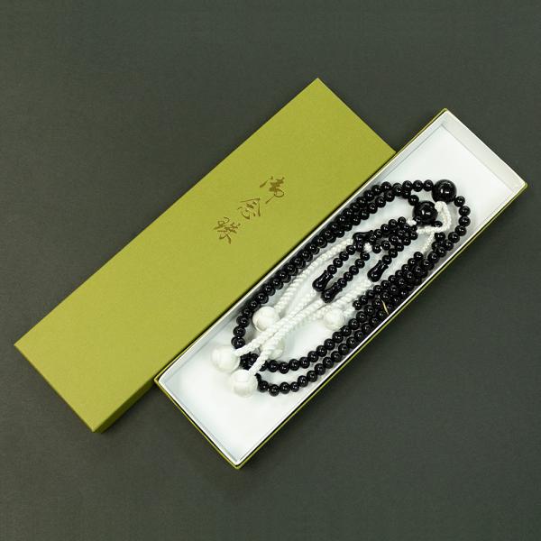 創価学会　男性用高級京念珠　本黒檀　尺2　親玉共仕立　正絹かがり梵天房