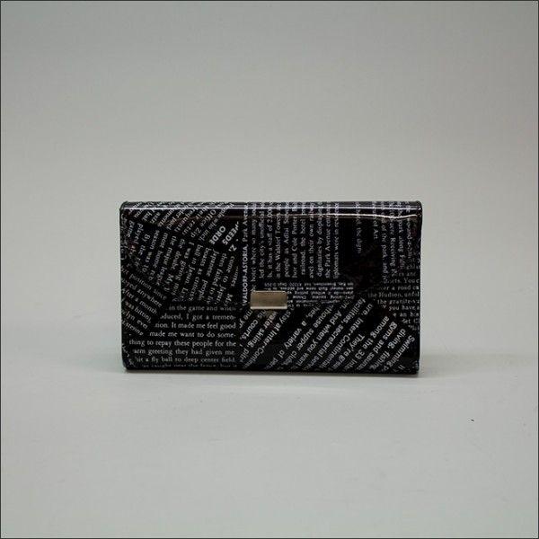 創価学会　念珠入/念珠ケース 黒色のエナメルレター　ボタン付