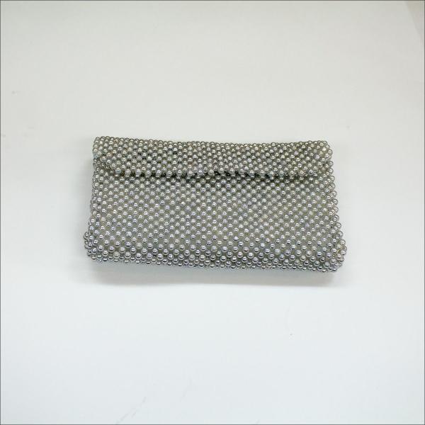 創価学会　念珠入/念珠ケース シルバー　ボタン付