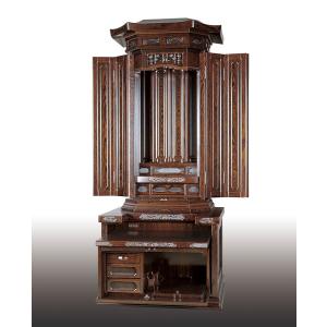 創価学会仏壇SGI専門　大志　収納型　鉄刀木　唐木仏壇　徳島県伝統的特産品　仏具　付属品　LED照明付