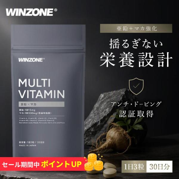 【期間限定 ポイント15倍 12日23:59まで】WINZONE マルチビタミン 亜鉛 マカ 90粒...