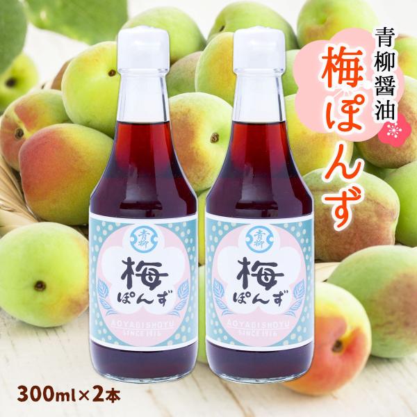 [青柳醤油] ポン酢 梅ぽんず 300ml×2本セット /老舗 九州 福岡 博多 丸大豆醤油 甘口 ...