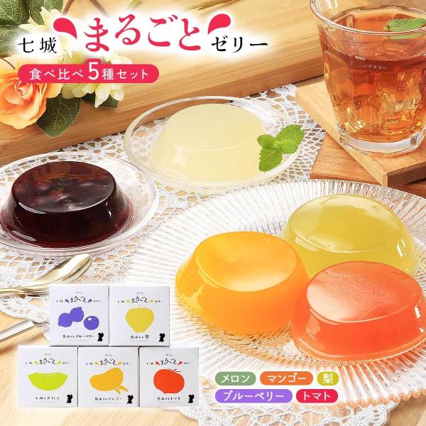 ゼリー 5個セット [七城町特産品センター] 食べ比べセット 5種(メロン、マンゴー、梨、ブルーベリ...