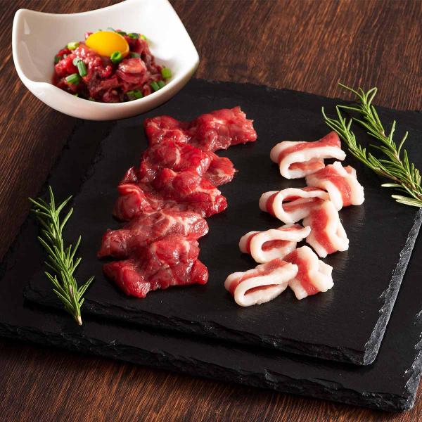 馬刺し 【ギフト】 フジチク ふじ馬刺し 紅白馬刺しセット フタエゴ、上赤身各80g×1、ユッケ50...