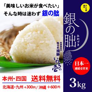 銀の朏3kg 白米 岐阜県飛騨地区 特別栽培米 ぎんのみかづき いのちの壱 令和5年産 送料無料（一...