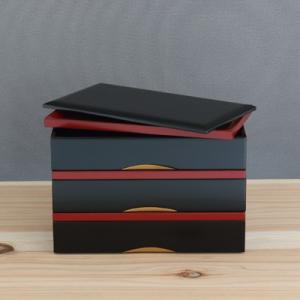 7寸三段重箱洗朱 : 川連漆器アウトレット - 通販 - Yahoo!ショッピング