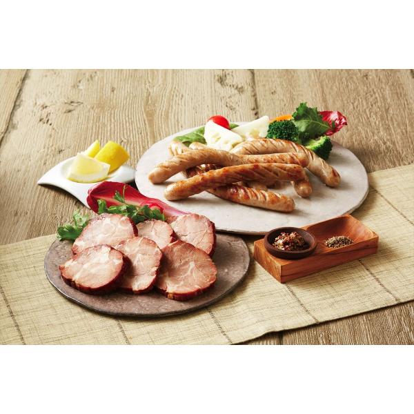 北海道 トンデンファーム 炭火焼焼豚 無塩せきソーセージ 2種計3個