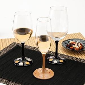 ワイングラス 和の趣あふれる小粋なグラス！ JAPAN Glass（黒漆 日月蒔絵／白漆 桜蒔絵）各...
