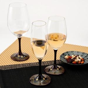 ワイングラス 和の趣あふれる小粋なグラス！ JAPAN Glass（溜漆 波千鳥蒔絵）SML 山久漆...