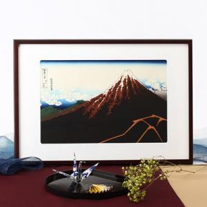 職人の手により手摺りしました　葛飾北斎　木版画「山下白雨」額装品 送料無料 ポイント消化