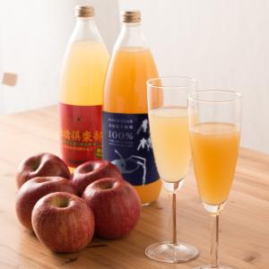 フルーツジュース りんごジュース 林檎倶楽部 1000ml 飲み比べ セット 2種 6本 果汁100% ジュース 青森県産 ストレート りんご 津軽 瓶 五代農産加工 青森県｜nipponselect