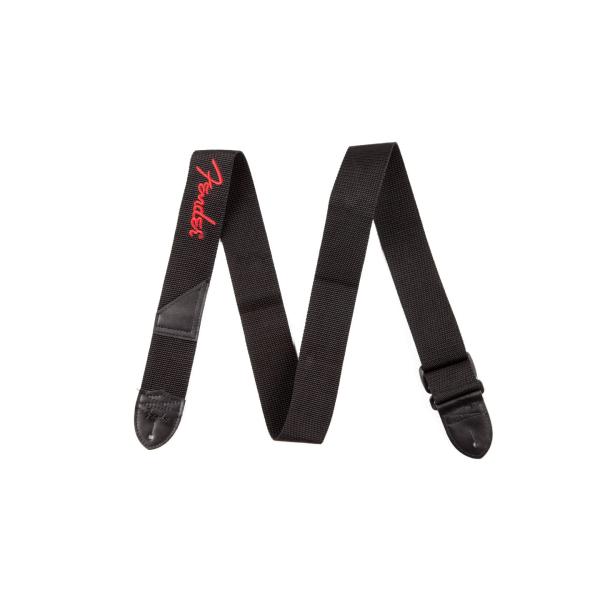 [フェンダー] ストラップ 2" Black Poly Strap w/Red Logo