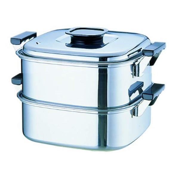 神子島製作所 桃印 角型蒸器 22cm2段 18-0ステンレス 日本 AMS69222