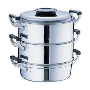 神子島製作所 桃印 丸型蒸器 27cm3段 18-0ステンレス 日本 AMS72273