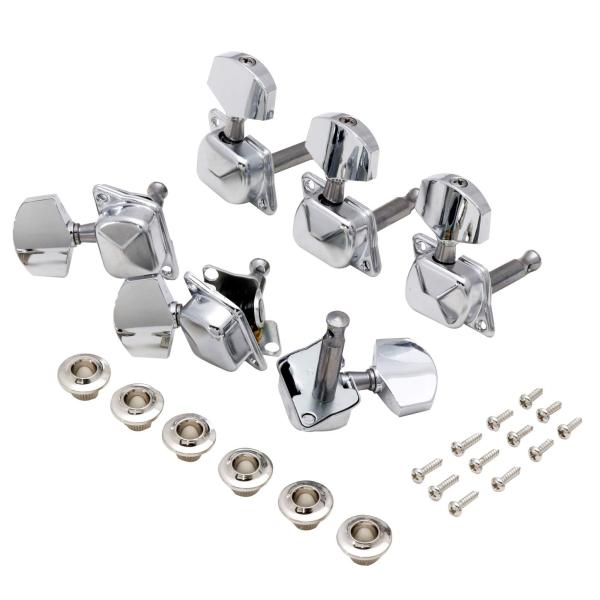 キクタニ ギター 糸巻き チューニングペグ カバードタイプペグ 右3+左3 1セット クローム GM...