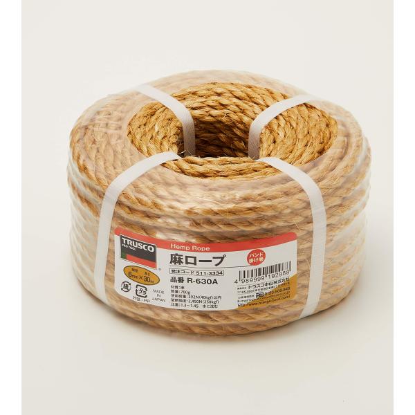 ＴＲＵＳＣＯ 麻ロープコイル巻きφ６×３０ｍコイル巻