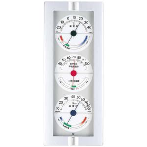 エンペックス気象計 温度湿度計 快適モニター 壁掛け用 日本製 シャインシルバー CM-635