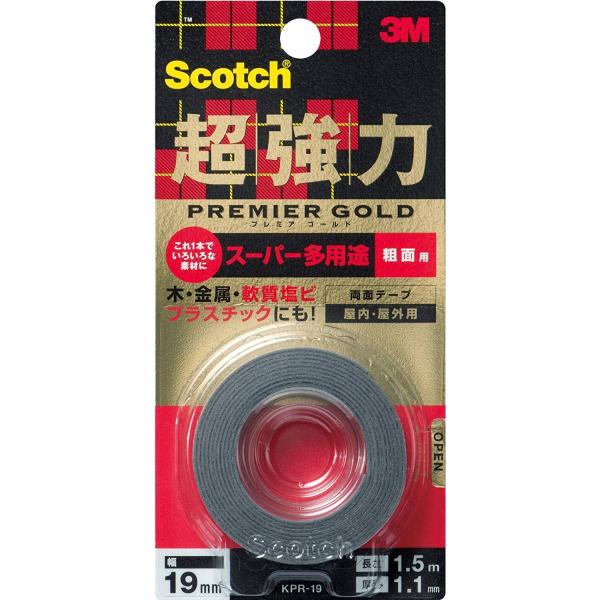 スコッチ 超強力両面テープ プレミアゴールド（スーパー多用途）粗面用 KPR-19 19mm×1.5...