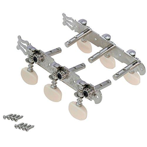 キクタニ ギター 糸巻き チューニングペグ 35mm スチール弦用 三連 左右1セット ニッケル G...