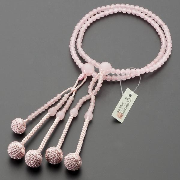 仏壇屋 滝田商店 数珠 日蓮宗 本式数珠 【女性用】紅水晶 8寸 正絹華梵天房◆京念珠・本連数珠・二...