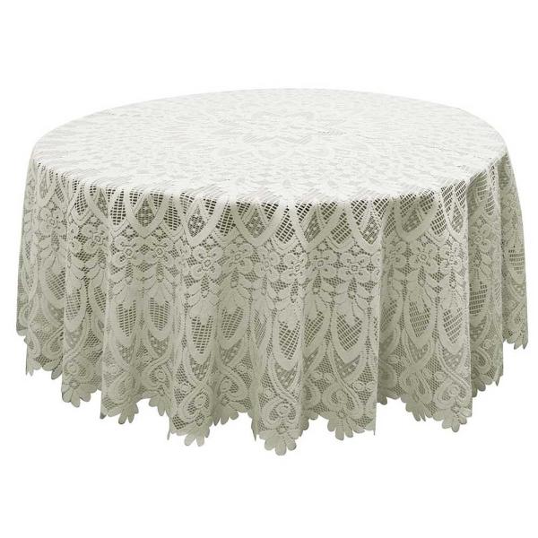 ジャガードレース撥水テーブルクロス<直径約150cmラウンドタイプ>(ホワイト) 5818-150R...