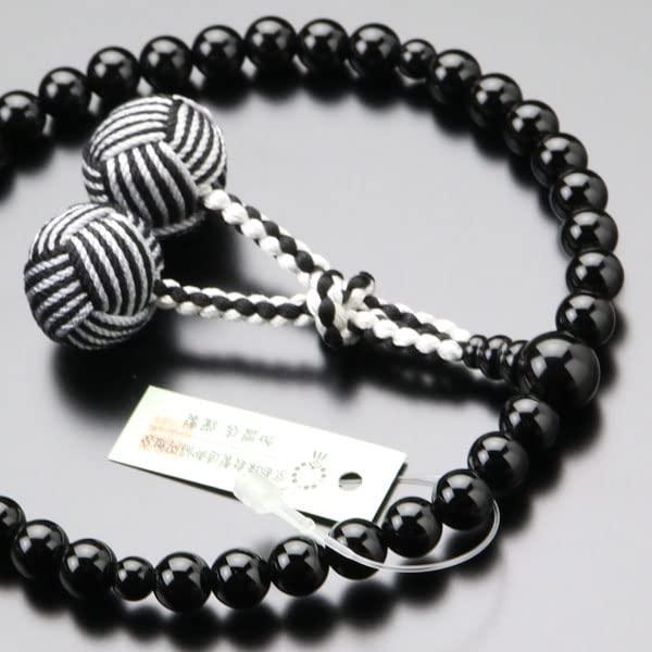 念珠ドットコム 数珠 女性用 約7ミリ 黒オニキス 2色梵天房【略式数珠 京念珠 宗派共通 京都 ブ...