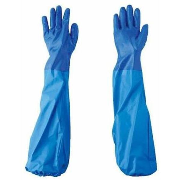 エステー ニトリル手袋 No.660 腕カバー付き L ブルー 379221