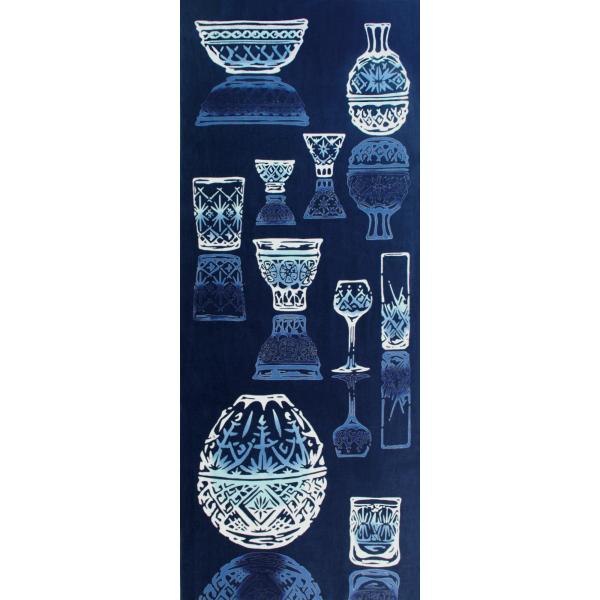 kenema 手拭い 注染手ぬぐい 『趣味道楽』 切子硝子 36×90cm