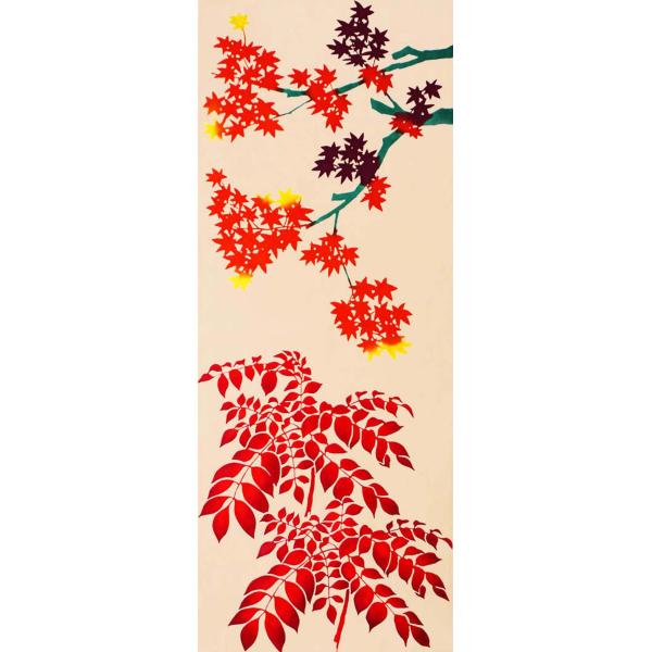 丸全 注染手ぬぐい 手拭 紅葉に七かまど 278 37×98cm