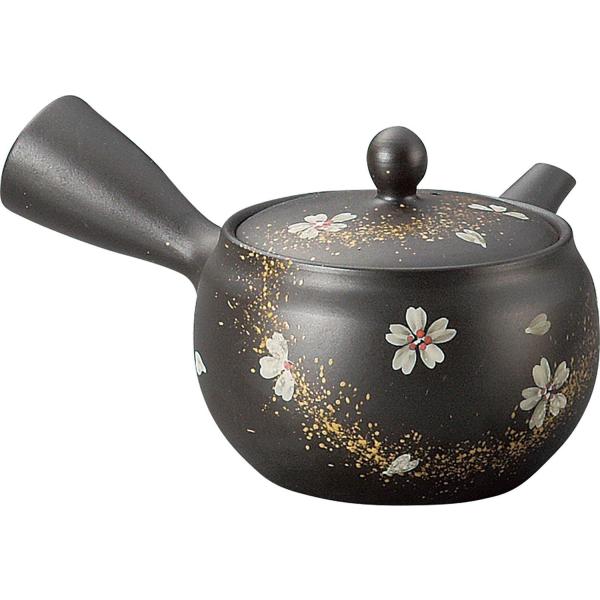 常滑焼 富仙黒ナデシコ帯網 急須 黒 280ml Y510