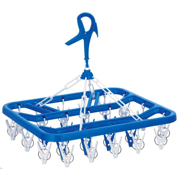 ニシダ 角型ハンガー 平角ハンガープラ24アルファ ピンチ24個付 ブルー 218373