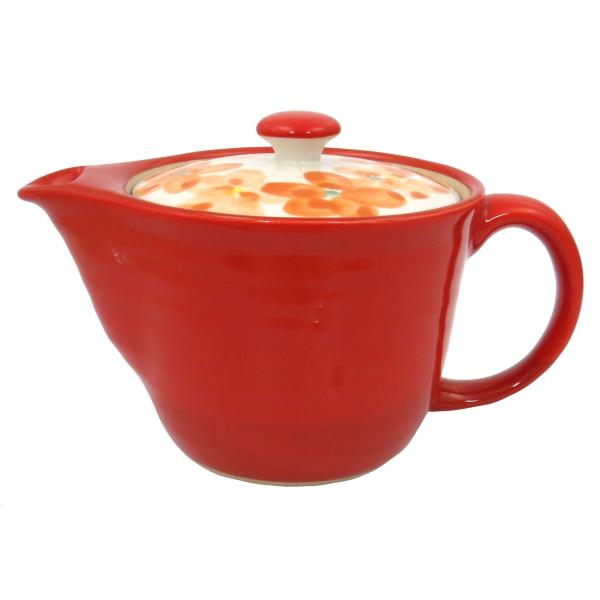 波佐見焼 瑞幸窯 釉遊花 (ゆうさいばな) ポット 茶こし付 オレンジ