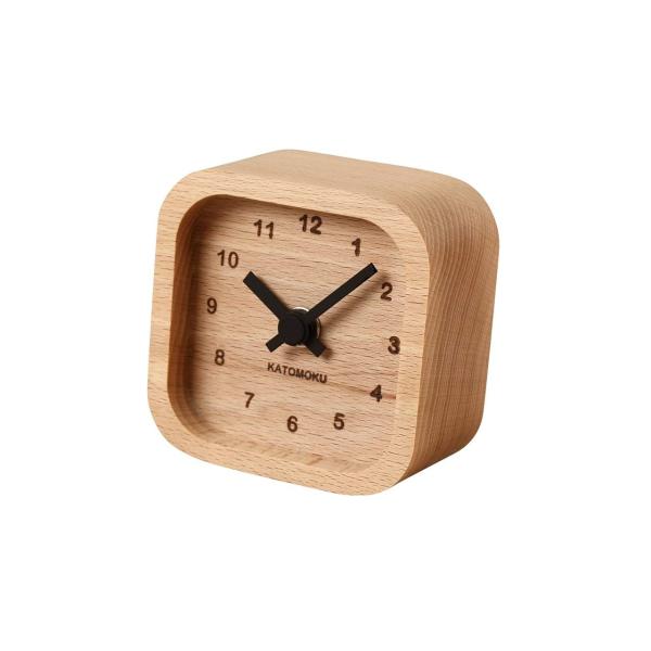 KATOMOKU muku mini clock km-25BK 角 黒 置時計 木製 85×85×...