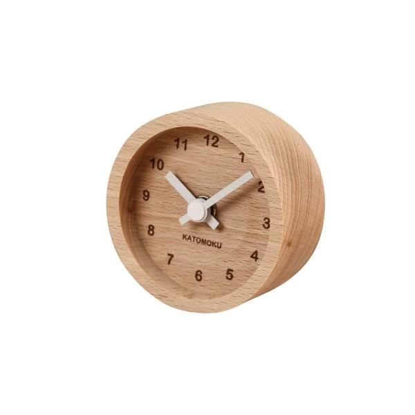 KATOMOKU muku mini clock 丸 白 km-26WH 木製 置時計 85×85×...
