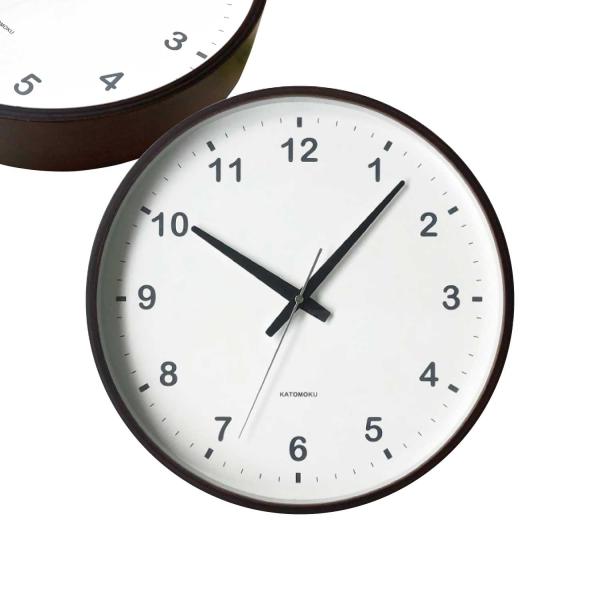 KATOMOKU plywood wall clock ブラウン km-35L 掛け時計 連続秒針 ...