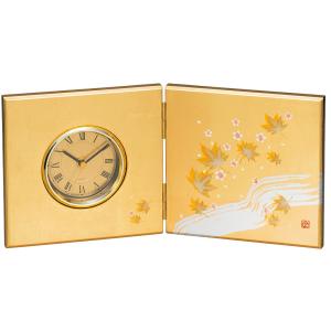 中谷兄弟商会 山中漆器 屏風時計(中) 金銀箔 華かすみ33-4208